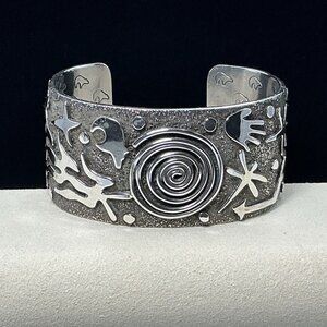 Sterling Silver Cuff Bracelet Alex Sanchez Navajo 1.25” X 6.5” 113.6 Gms